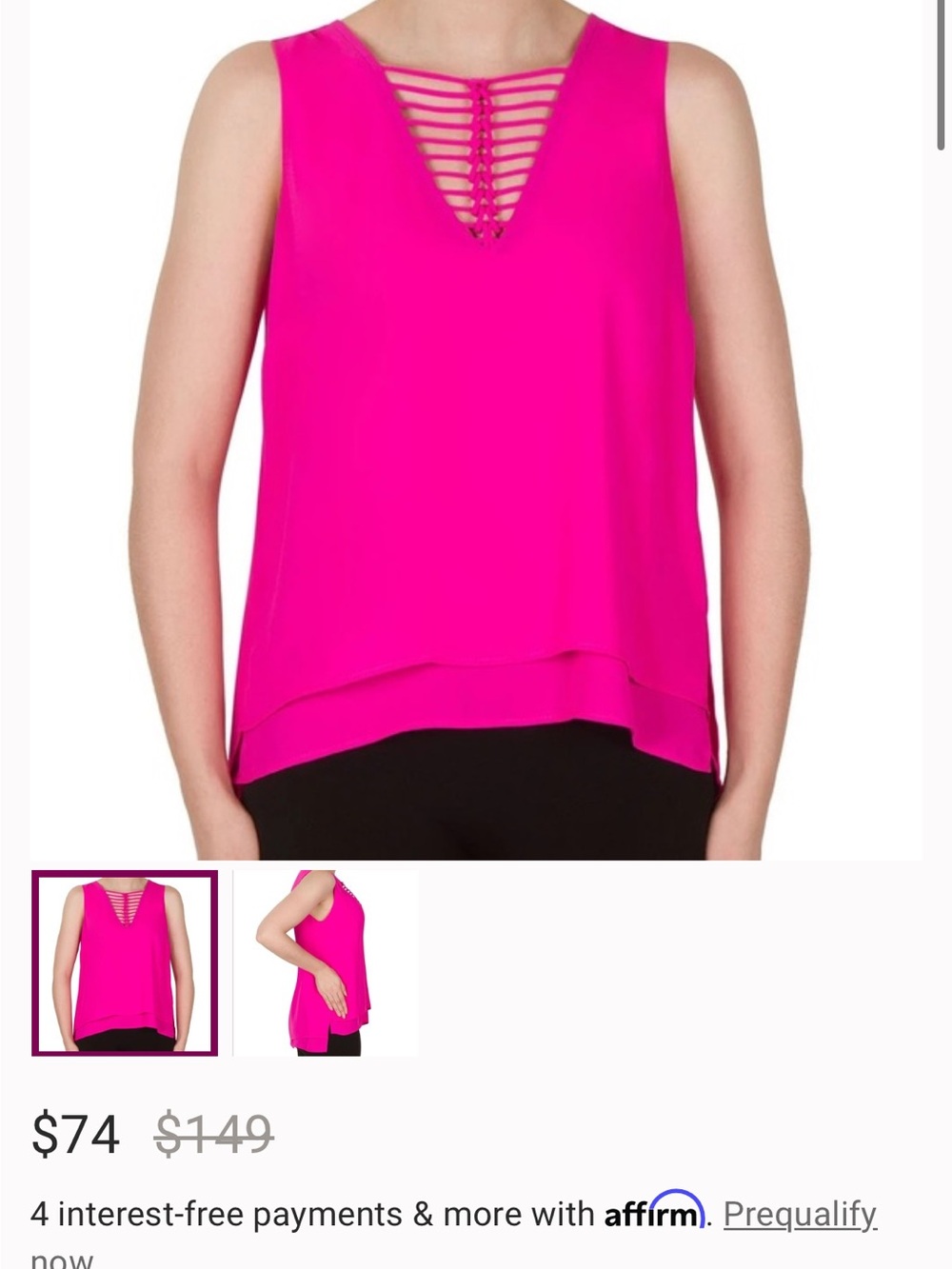 Joseph Ribkoff NWT Pink Sleeveless Blouse w/Tie Neck Size 8  - RETAIL $149!